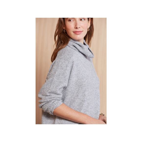Peyton Jensen Tatum Tunic Sweater Women S Small Gray Turtleneck Pullover Stretch - Picture 2 of 16